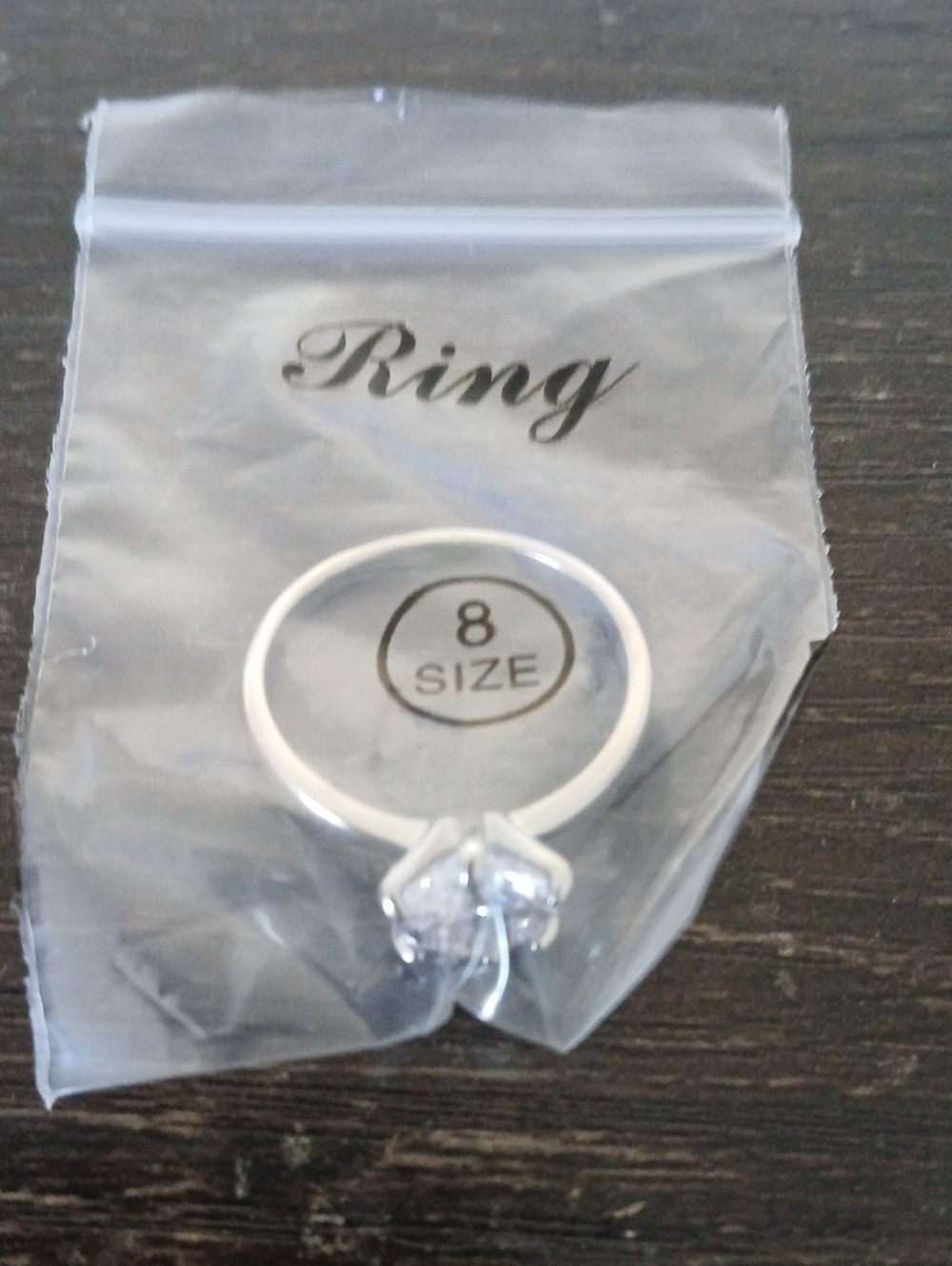 Ring Silver Solitaire Ring with Clear Stone